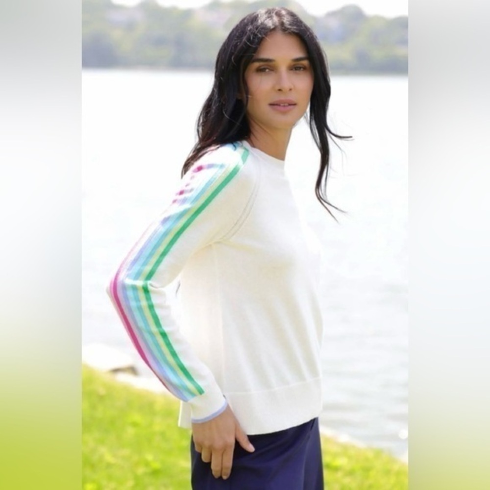 Alashan Cashmere Runway Stripe Raglan size M 100 percent cashmere EUC